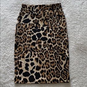 High Waisted Leopard Print Pencil Skirt